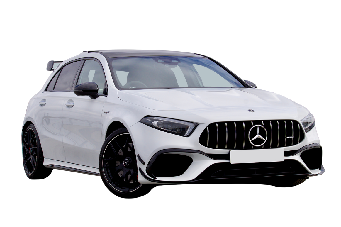 White Mercedes Benz Car Parked on the Road